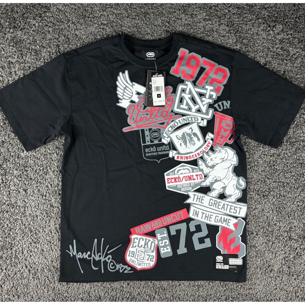 Ecko Unltd Mens Graphic T-Shirt Black Rhino Logo Streetwear EO16K198 New Small